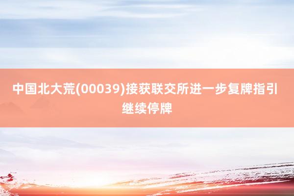 中国北大荒(00039)接获联交所进一步复牌指引 继续停牌
