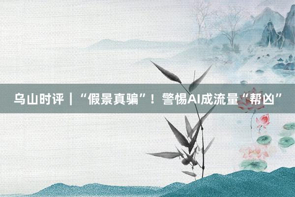 乌山时评｜“假景真骗”！警惕AI成流量“帮凶”