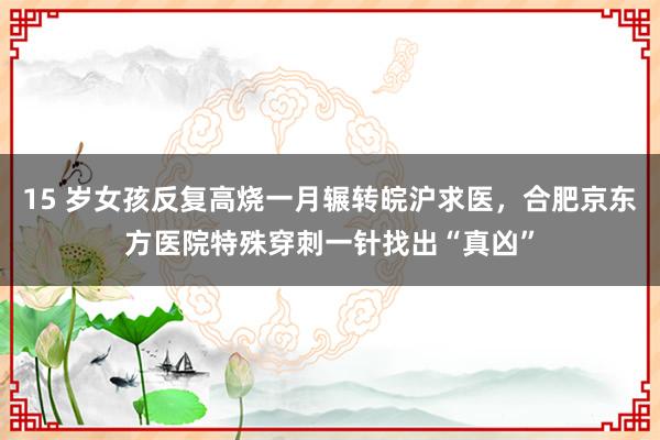 15 岁女孩反复高烧一月辗转皖沪求医，合肥京东方医院特殊穿刺一针找出“真凶”