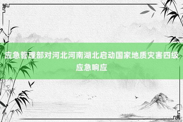 应急管理部对河北河南湖北启动国家地质灾害四级应急响应