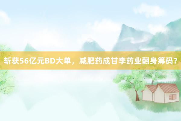 斩获56亿元BD大单，减肥药成甘李药业翻身筹码？