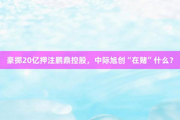 豪掷20亿押注鹏鼎控股，中际旭创“在赌”什么？