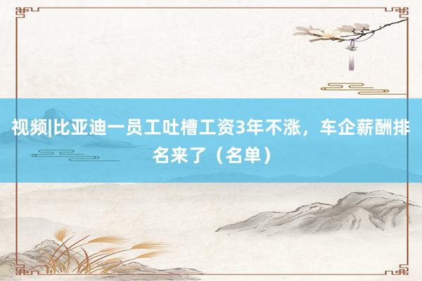 视频|比亚迪一员工吐槽工资3年不涨，车企薪酬排名来了（名单）