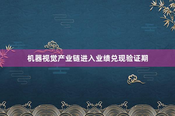 机器视觉产业链进入业绩兑现验证期