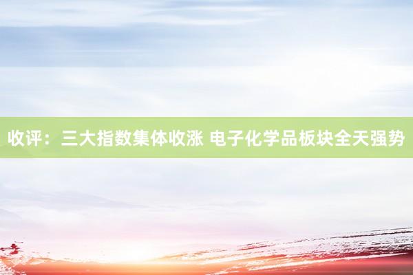 收评：三大指数集体收涨 电子化学品板块全天强势