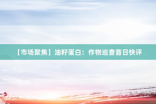 【市场聚焦】油籽蛋白：作物巡查首日快评