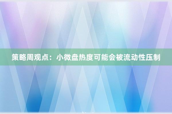 策略周观点：小微盘热度可能会被流动性压制