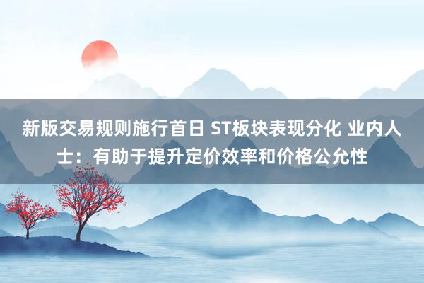 新版交易规则施行首日 ST板块表现分化 业内人士：有助于提升定价效率和价格公允性