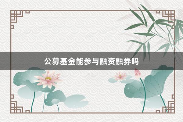 公募基金能参与融资融券吗