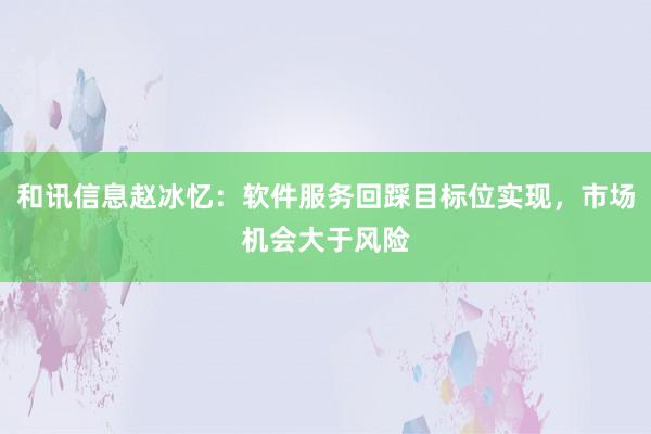 和讯信息赵冰忆：软件服务回踩目标位实现，市场机会大于风险
