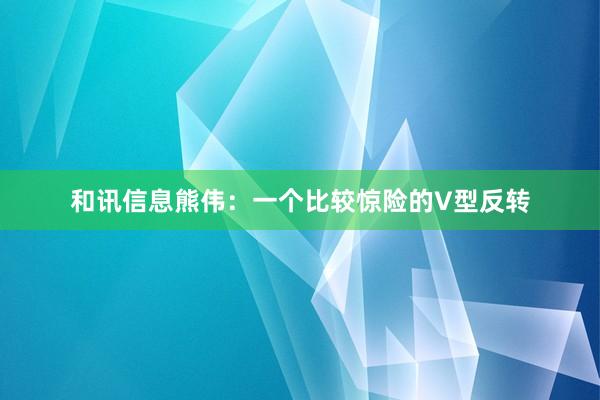 和讯信息熊伟：一个比较惊险的V型反转