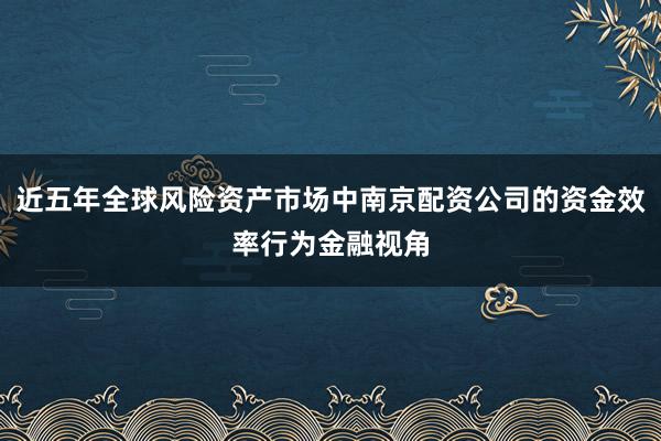 近五年全球风险资产市场中南京配资公司的资金效率行为金融视角