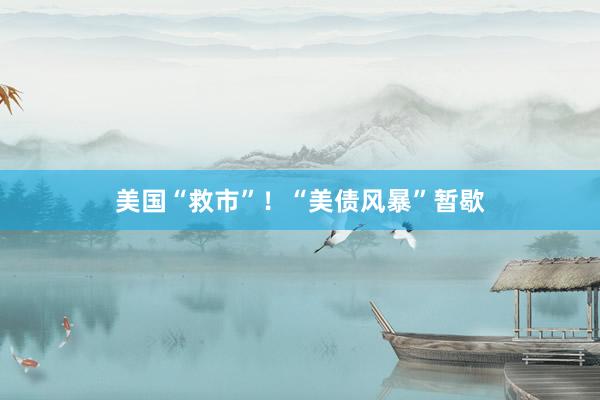 美国“救市”！“美债风暴”暂歇