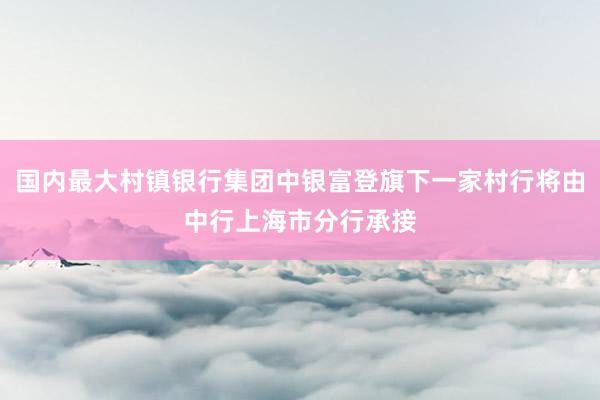 国内最大村镇银行集团中银富登旗下一家村行将由中行上海市分行承接
