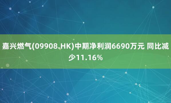 嘉兴燃气(09908.HK)中期净利润6690万元 同比减少11.16%