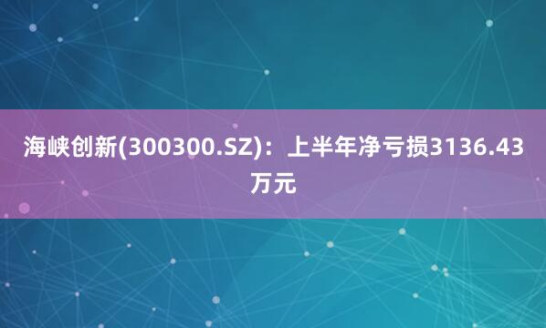 海峡创新(300300.SZ)：上半年净亏损3136.43万元