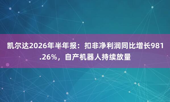 凯尔达2026年半年报：扣非净利润同比增长981.26%，自产机器人持续放量