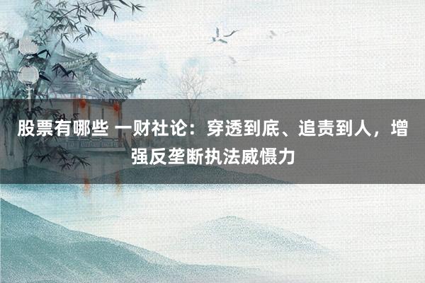 股票有哪些 一财社论：穿透到底、追责到人，增强反垄断执法威慑力