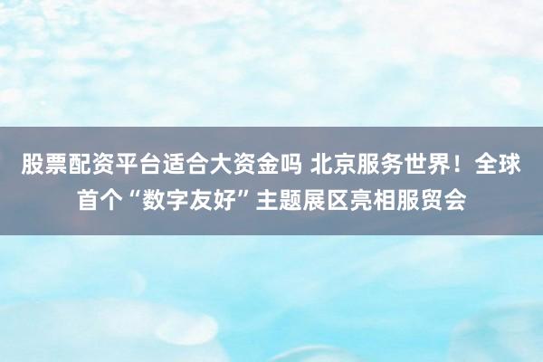 股票配资平台适合大资金吗 北京服务世界！全球首个“数字友好”主题展区亮相服贸会