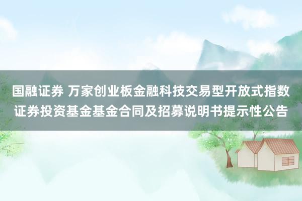 国融证券 万家创业板金融科技交易型开放式指数证券投资基金基金合同及招募说明书提示性公告