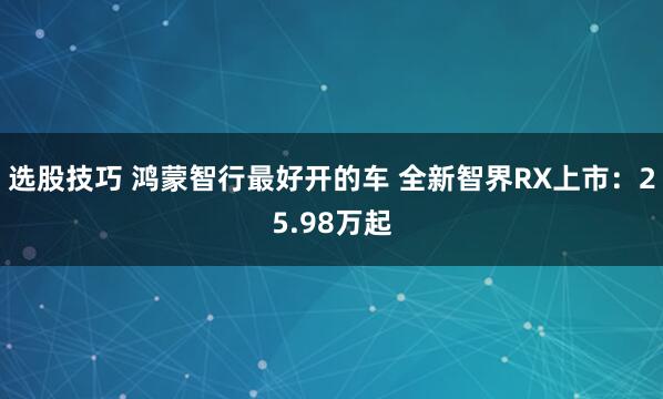 选股技巧 鸿蒙智行最好开的车 全新智界RX上市：25.98万起