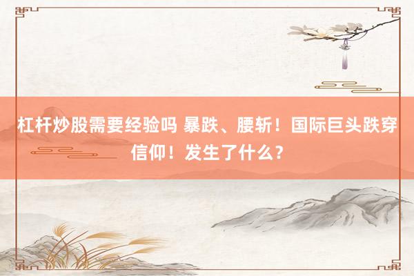 杠杆炒股需要经验吗 暴跌、腰斩！国际巨头跌穿信仰！发生了什么？